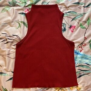 Topshop Burgundy Ribbed Tank Top